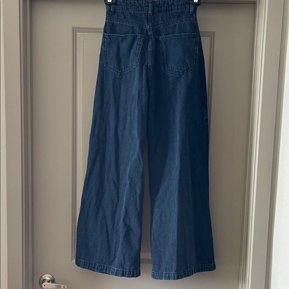 ZARA Dark Indigo High-Rise Wide Leg Jeans - Picture 6 of 7